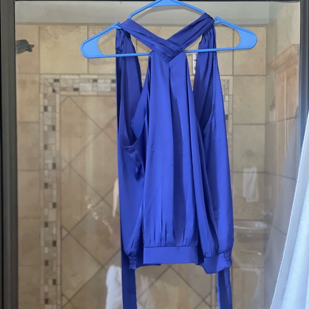 Royal Blue neck high blouse NWT